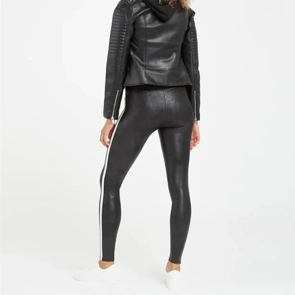 Spanx Faux Leather Side Stripe Leggings - Picture 4 of 7